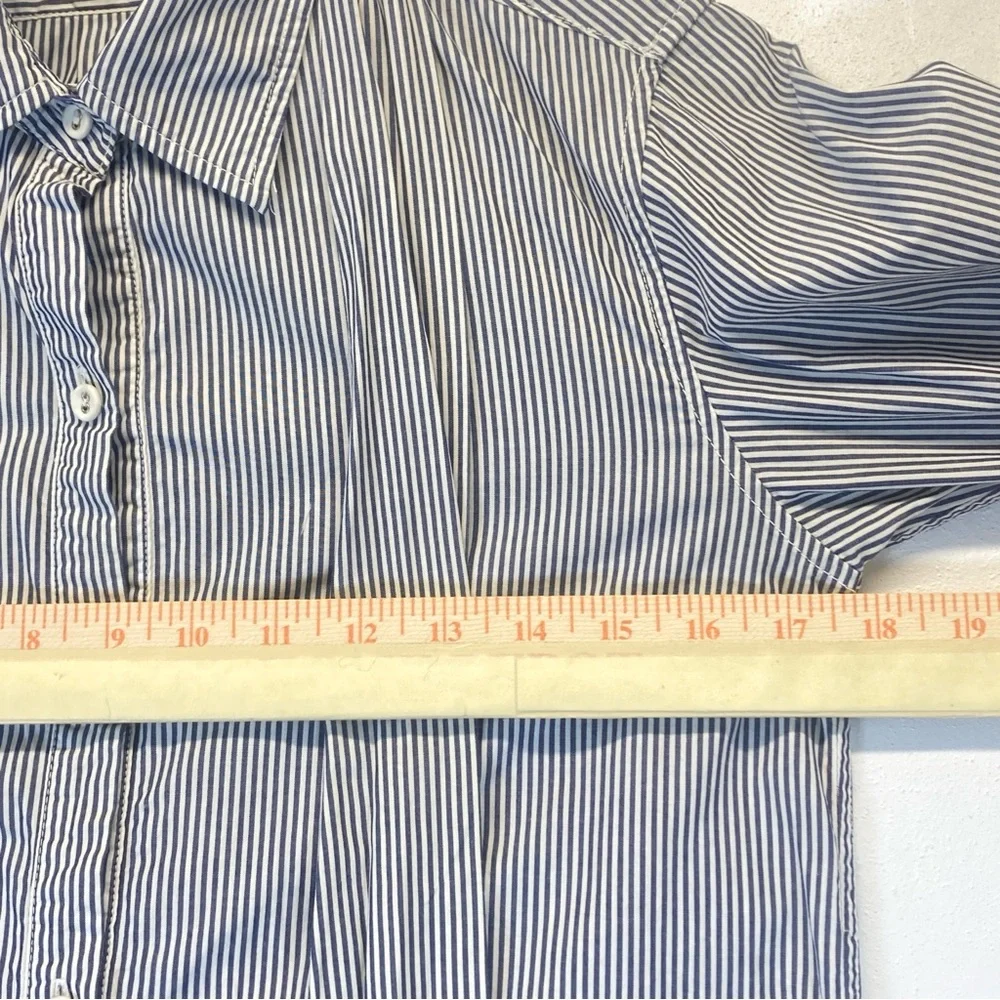 Nili Lotan Shirt Dress Blue White Striped Button Down Front XS long Sleeve - Picture 11 of 16